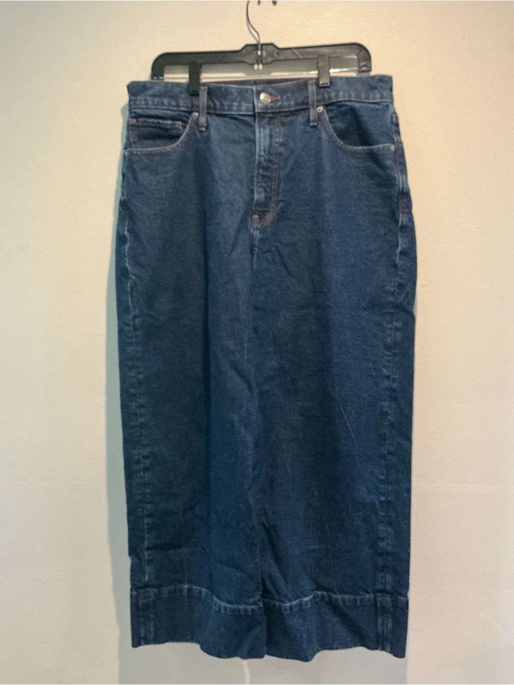 Express High Rise Wide Leg Ankle Jeans Dark Wash Stretch Size 14R